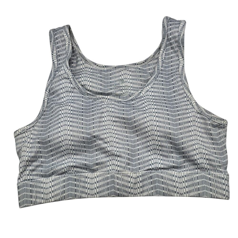 TYC Womens Sz M Classic Medium Impact Sports Bra Gray White Pattern